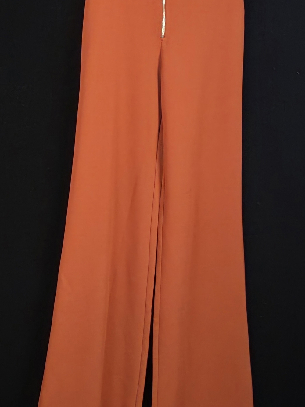 #139 Forever 21 XS Burnt Orange Wide Leg O-Ring Zip Pants